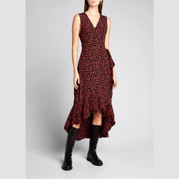 Ganni Dresses & Skirts - 🌹NWT HP GANNI Floral Logo Print High/Low Sleeveless Midi Wrap Dress
